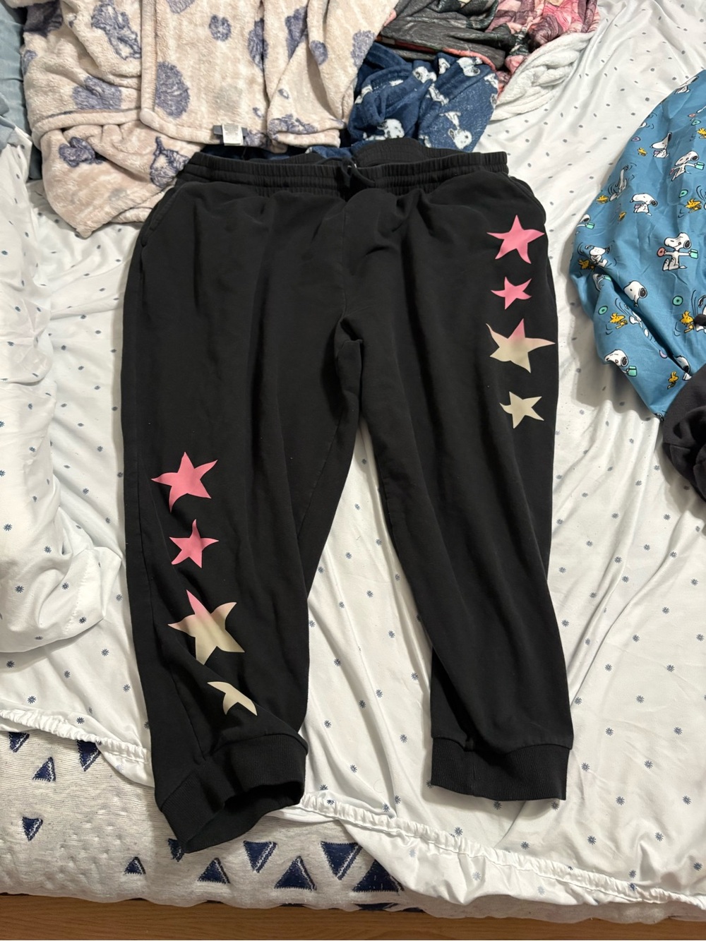 torrid Black Jogger Pants with Pink & Cream Star Accents